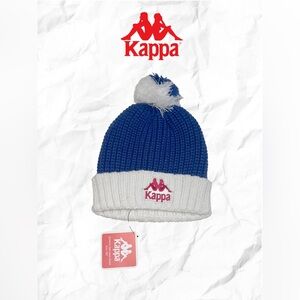 Kappa Royal Blue and Cream Knit Toque with Pom-Pom